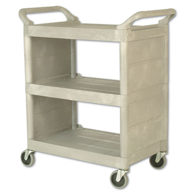 Rubbermaid Commercial UTILITY CART, 300-LB CAPACITY, THREE-SHELF, 32W X 18D X 37.5H, PLATINUM (335588PLA)