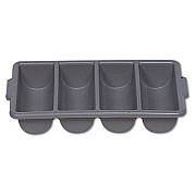 Rubbermaid Commercial Cutlery Bin, 4 Compartments, 11.5 x 21.25 x 3.75, Plastic, Gray (3362GRA)