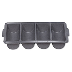 Rubbermaid Commercial Cutlery Bin, 4 Compartments, 11.5 x 21.25 x 3.75, Plastic, Gray (3362GRA)