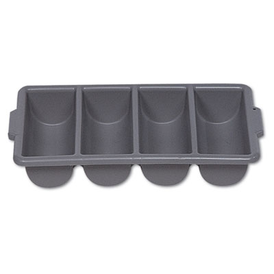 Rubbermaid Commercial Cutlery Bin, 4 Compartments, 11.5 x 21.25 x 3.75, Plastic, Gray (3362GRA)