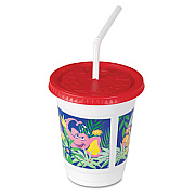 Dart Plastic Kids' Cups with Lids/Straws, 12 oz, Jungle Print, 250 Cups, 250 Lids, 250 Straws/Carton (CC12CJ5145)