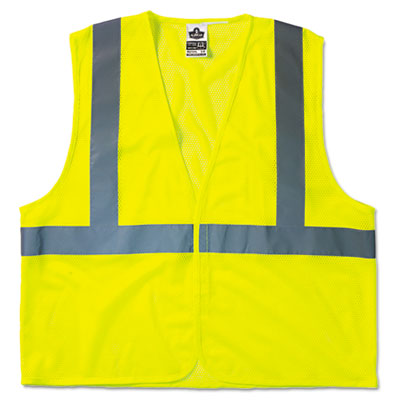 ergodyne GloWear 8210HL Class 2 Economy Vest, Polyester Mesh, Hook Closure, Lime, L/XL (21025)