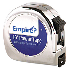 Empire Power Tape Measure, 3/4" X 16ft, Metal Case, Chrome, 1/16" Graduation (616)