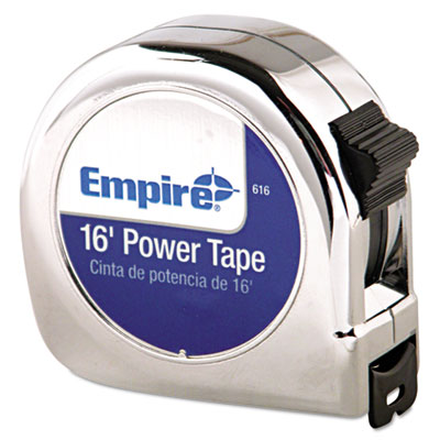 Empire Power Tape Measure, 3/4" X 16ft, Metal Case, Chrome, 1/16" Graduation (616)
