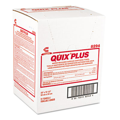Chix Quix Plus Cleaning and Sanitizing Towels, 13.5 x 20, Pink, 72/Carton (8294)