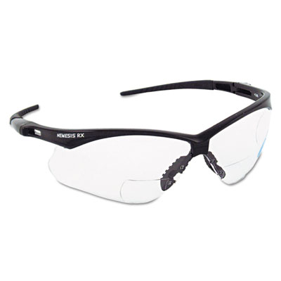 KleenGuard Nemesis Readers Safety Glasses, 1.0+ Diopter, Black Half Frame, Clear Dual Lens (28618)