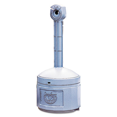 JUSTRITE Smokers Cease-Fire Cigarette Receptacle, 4 gal, 16.5 dia x 38.5h, Pewter Gray (26800)