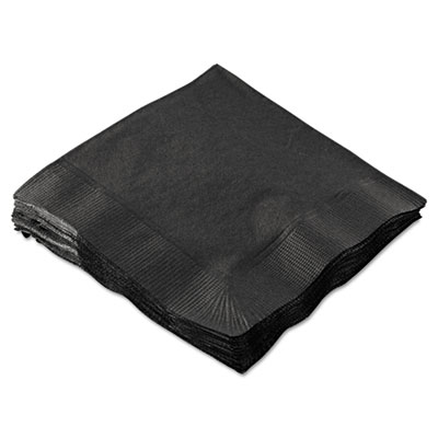 Hoffmaster Embossed Beverage Napkins, 2-Ply, 9.5 x 9.5, Black, 1,000/Carton (180313)