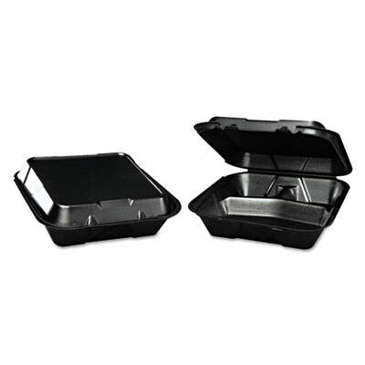 Genpak SN203BK Snap It Hinged-Lid Foam Food Container