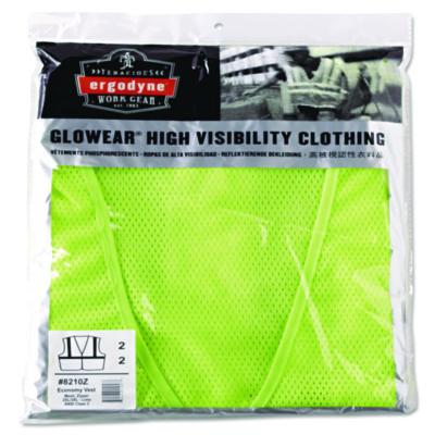 ergodyne GloWear 8210Z Class 2 Economy Vest, Polyester Mesh, Zipper Closure, 2X-Large to 3X-Large, Lime (21057)