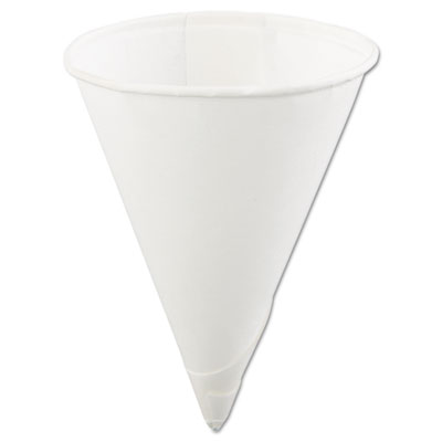 Konie Rolled Rim Paper Cone Cups, 4oz, White, 200/bag, 25 Bags/carton (40KRCT)