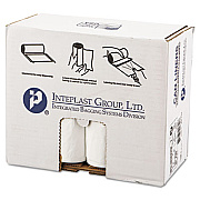 Inteplast Group Low-Density Commercial Can Liners, 30 gal, 0.7 mil, 30" x 36", White, Interleaved Roll, 25 Bags/Roll, 8 Rolls/Carton (SL3036XHW2)