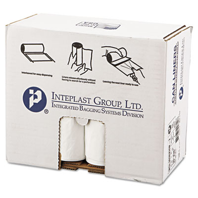 Inteplast Group Low-Density Commercial Can Liners, 30 gal, 0.7 mil, 30" x 36", White, Interleaved Roll, 25 Bags/Roll, 8 Rolls/Carton (SL3036XHW2)
