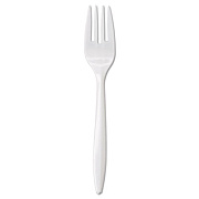 GEN WRAPPED CUTLERY, 6 1/8" FORK, MEDIUMWEIGHT, POLYPROPYLENE, WHITE, 1,000/CARTON (GENMWFIW)