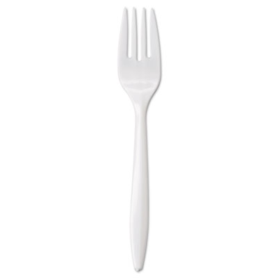 GEN WRAPPED CUTLERY, 6 1/8" FORK, MEDIUMWEIGHT, POLYPROPYLENE, WHITE, 1,000/CARTON (GENMWFIW)