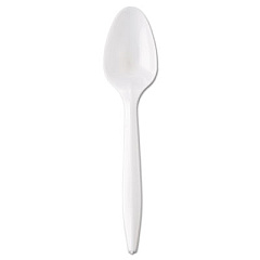 GEN Wrapped Cutlery, 5 7/8" Teaspoon, Mediumweight, Polypropylene, White, 1,000/Carton (GENMWSIW)