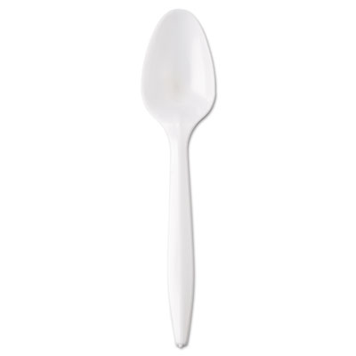 GEN Wrapped Cutlery, 5 7/8" Teaspoon, Mediumweight, Polypropylene, White, 1,000/Carton (GENMWSIW)
