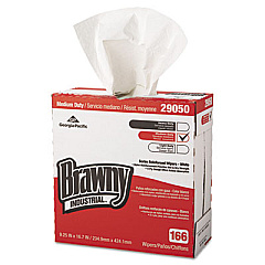 Brawny Professional Medium Duty Scrim Reinforced Wipers, 4-Ply, 9.25 x 16.69, Unscented, White, 166/Box, 5 Boxes/Carton (2905003)