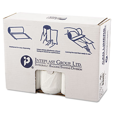 Inteplast Group High-Density Commercial Can Liners, 45 gal, 17 mic, 40" x 48", Clear, Interleaved Roll, 25 Bags/Roll, 10 Rolls/Carton (S404817N)