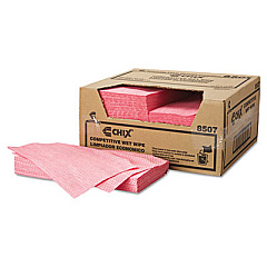 Chix Wet Wipes, Diamond-Pattern Design, 11.5 x 24, White/Pink, 200/Carton (8507)