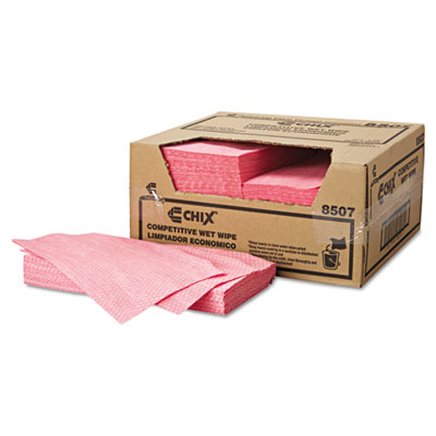 Chix Wet Wipes, Diamond-Pattern Design, 11.5 x 24, White/Pink, 200/Carton (8507)