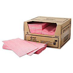 Chix Wet Wipes, Stripe Design, 11.5 x 24, White/Pink, 200/Carton (8311)