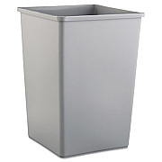 Rubbermaid Commercial Untouchable Square Waste Receptacle, 35 gal, Plastic, Gray (3958GRA)