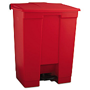 Rubbermaid Commercial Indoor Utility Step-On Waste Container, 18 gal, Plastic, Red (614500RED)