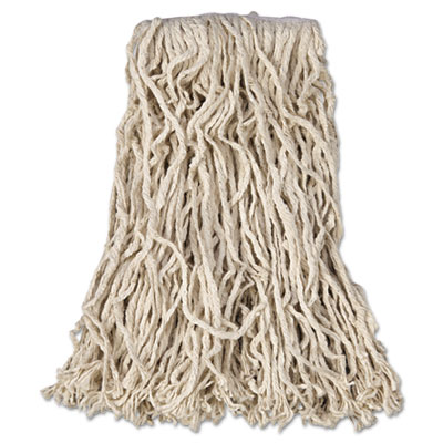 Rubbermaid Commercial Non-Launderable Economy Cut-End Cotton Wet Mop Head, 16 oz, 1" Band, White, 12/Carton (V116)
