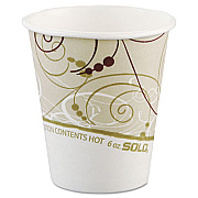 Dart Paper Hot Cups in Symphony Design, Polylined, 6 oz, Beige/White, 50 Sleeve, 20 Sleeves/Carton (376SMSYM)