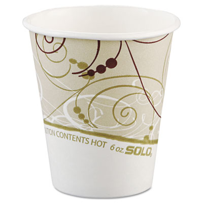 Dart Paper Hot Cups in Symphony Design, Polylined, 6 oz, Beige/White, 50 Sleeve, 20 Sleeves/Carton (376SMSYM)