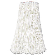 Rubbermaid Commercial Premium Cut-End Rayon Mop Head, 16oz, White, 1" Orange Band, 12/Carton (F416WHI)
