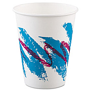 Dart Jazz Paper Hot Cups, 8 oz, White/Green/Purple, 50/Bag, 20 Bags/Carton (378JZJ)