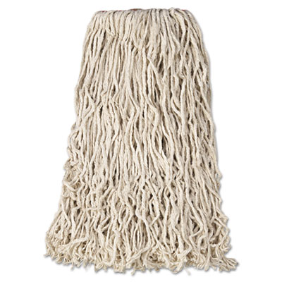Rubbermaid Commercial Non-Launderable Premium Cut-End Cotton Wet Mop Head, 24 oz, White, 1" White Band, 12/Carton (F11812)