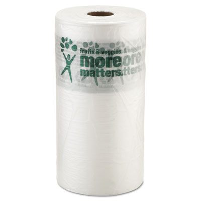 Inteplast Group Produce Bags, Fruits and Veggies - More Matters Labeling, 0.35 mil, 10" x 15", Clear, 1,400 Bags/Roll, 4 Rolls/Carton (PHMORE15NS)