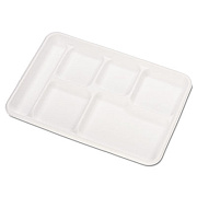 Chinet Heavy-Weight Molded Fiber Cafeteria Trays, 6-Compartment, 12.5  x 8.5, White, 500/Carton (22021CT)