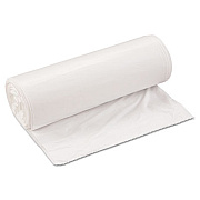 Inteplast Group Low-Density Commercial Can Liners, 33 gal, 0.8 mil, 33" x 39", White, Interleaved Roll, 25 Bags/Roll, 6 Rolls/Carton (SL3339XHW)