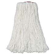 Rubbermaid Commercial Premium Cut-End Rayon Mop Head, 24oz, White, 1" Orange Band, 12/Carton (F41812)