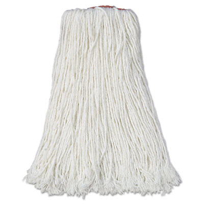 Rubbermaid Commercial Premium Cut-End Rayon Mop Head, 24oz, White, 1" Orange Band, 12/Carton (F41812)