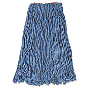 Rubbermaid Commercial Non-Launderable Cotton/Synthetic Cut-End Blend Mop Head, 16 oz, 1" Band, Blue, 12/Carton (F51612BLUCT)