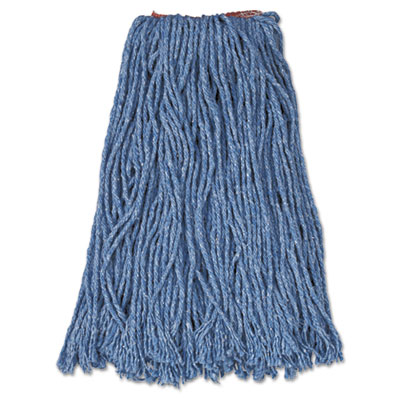 Rubbermaid Commercial Non-Launderable Cotton/Synthetic Cut-End Blend Mop Head, 16 oz, 1" Band, Blue, 12/Carton (F51612BLUCT)