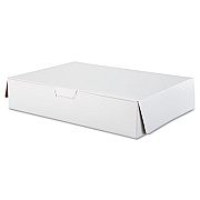 SCT White One-Piece Non-Window Bakery Boxes, 1/2-Sheet Cake Box, 19 x 14 x 4, White, Paper, 50/Carton (1029)