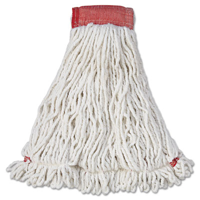 Rubbermaid Commercial Web Foot Wet Mop Head, Shrinkless, Cotton/Synthetic, Large, White,  6/Carton (A253WHI)
