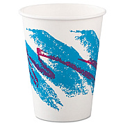 Dart Jazz Paper Hot Cups, 12 oz, White/Green/Purple, 50/Bag, 20 Bags/Carton (412JZJ)
