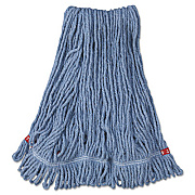 Rubbermaid Commercial Web Foot Wet Mop Head with 1" Headband, Shrinkless, Cotton/Synthetic, Medium, Blue, 6/Carton (A212BLU)