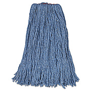 Rubbermaid Commercial Non-Launderable Cotton/Synthetic Cut-End Blend Mop Head, 24 oz, 1" Band, Blue, 12/Carton (F51812BLU)