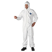 DuPont Tyvek Elastic-Cuff Hooded Coveralls, Hd Polyethylene, White, X-Large, 25/carton (TY127SXL)