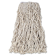 Rubbermaid Commercial Non-Launderable Economy Cut-End Cotton Wet Mop Head, 24 oz, 1" Band, White, 12/Carton (V118)