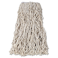 Rubbermaid Commercial Non-Launderable Economy Cut-End Cotton Wet Mop Head, 24 oz, 1" Band, White, 12/Carton (V118)