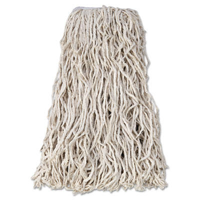 Rubbermaid Commercial Non-Launderable Economy Cut-End Cotton Wet Mop Head, 24 oz, 1" Band, White, 12/Carton (V118)